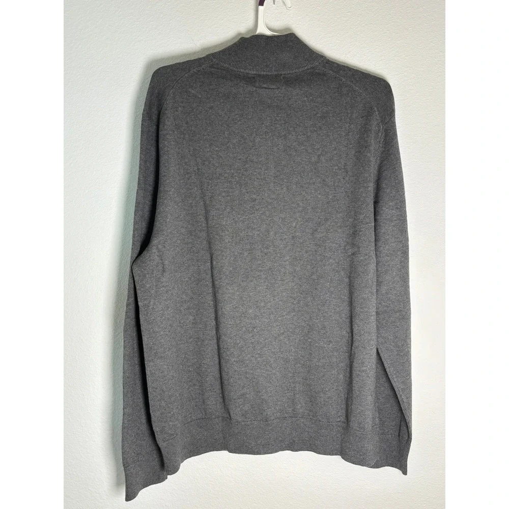 Lands' End Mens Gray Quarter-Zip Mock Neck Pullover‎ Sweater Large 42-44